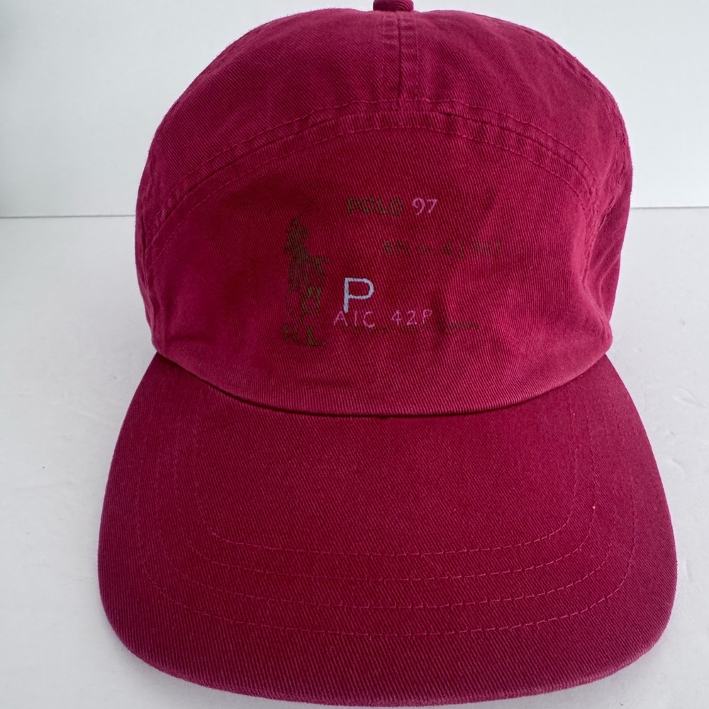 Vintage Polo Ralph Lauren Panel Hat 1997 Adjustable Leather Strap